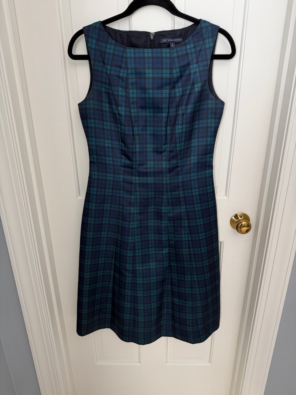 Brooks Brothers Blue Green Plaid Sleeveless Dress